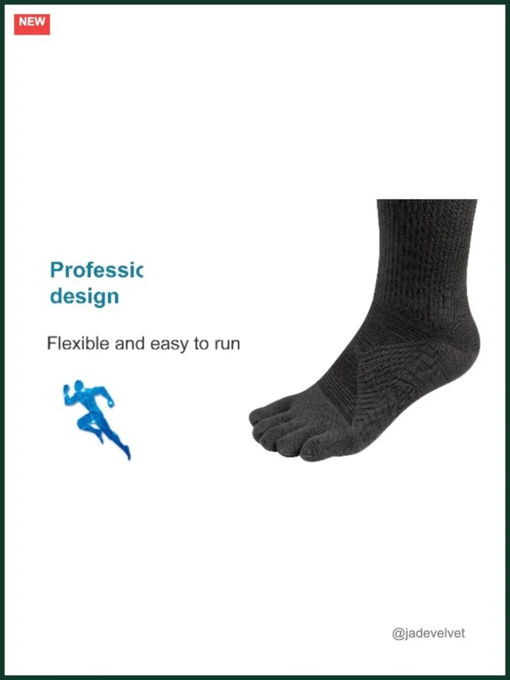 Coolmax Mid-Calf Toe Socks for Running Athletic Breathable Quick Dry 3 Pairs